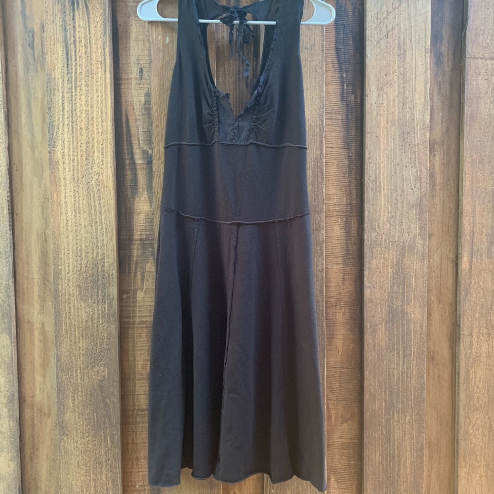 Free People Black Dress with Blue Sheer Trim NWOT